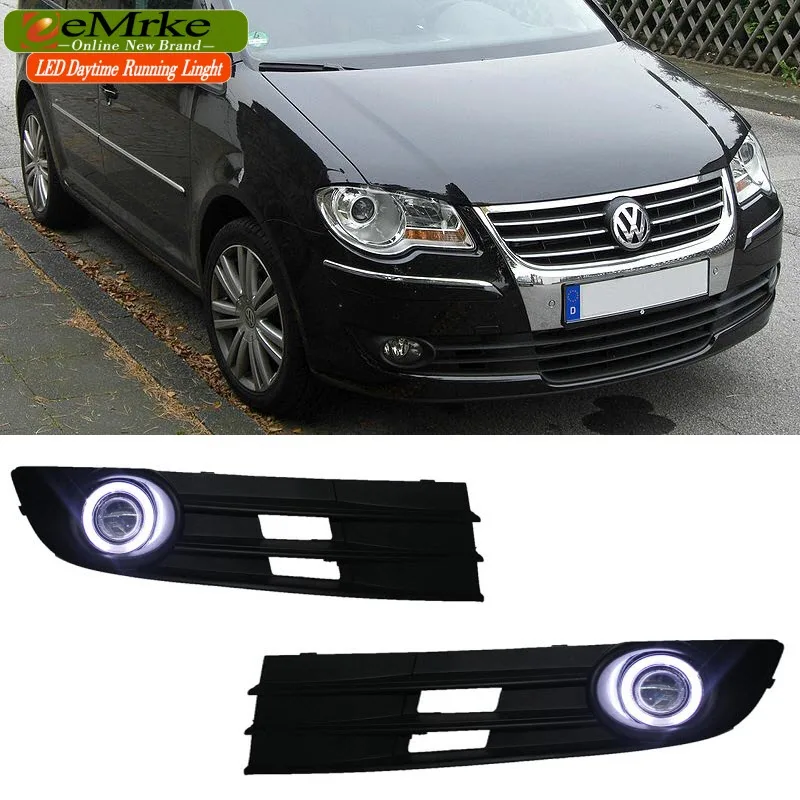 EeMrke для Volkswagen Touran I GP 2007 2010 светодиодный дневные ходовые огни Angel Eye галогенные