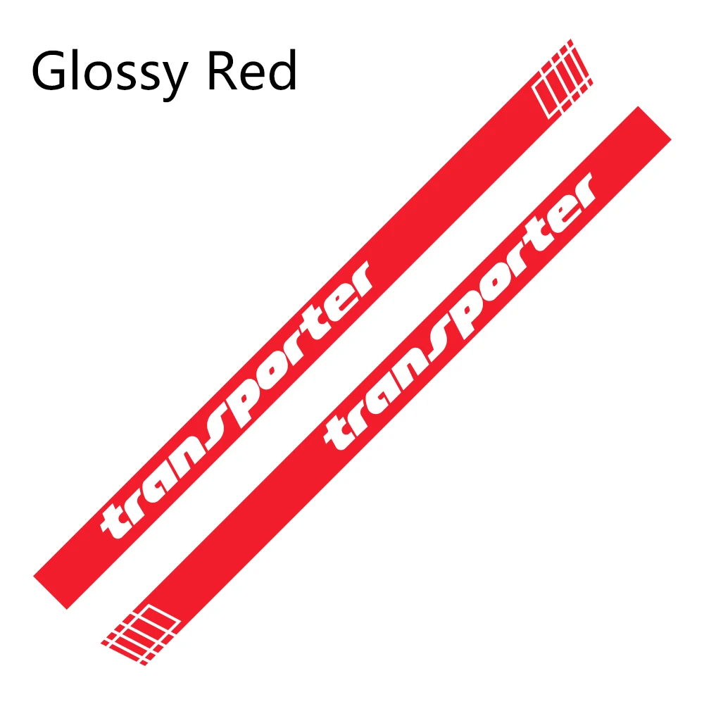 Glossy Red 2Pcs Car Side Stripes Stickers Auto Vinyl Film Decoration Decals For Volkswagen Multivan T4 T5 T6 Styling Car Tuning Accessories - Название цвета: Glossy Red