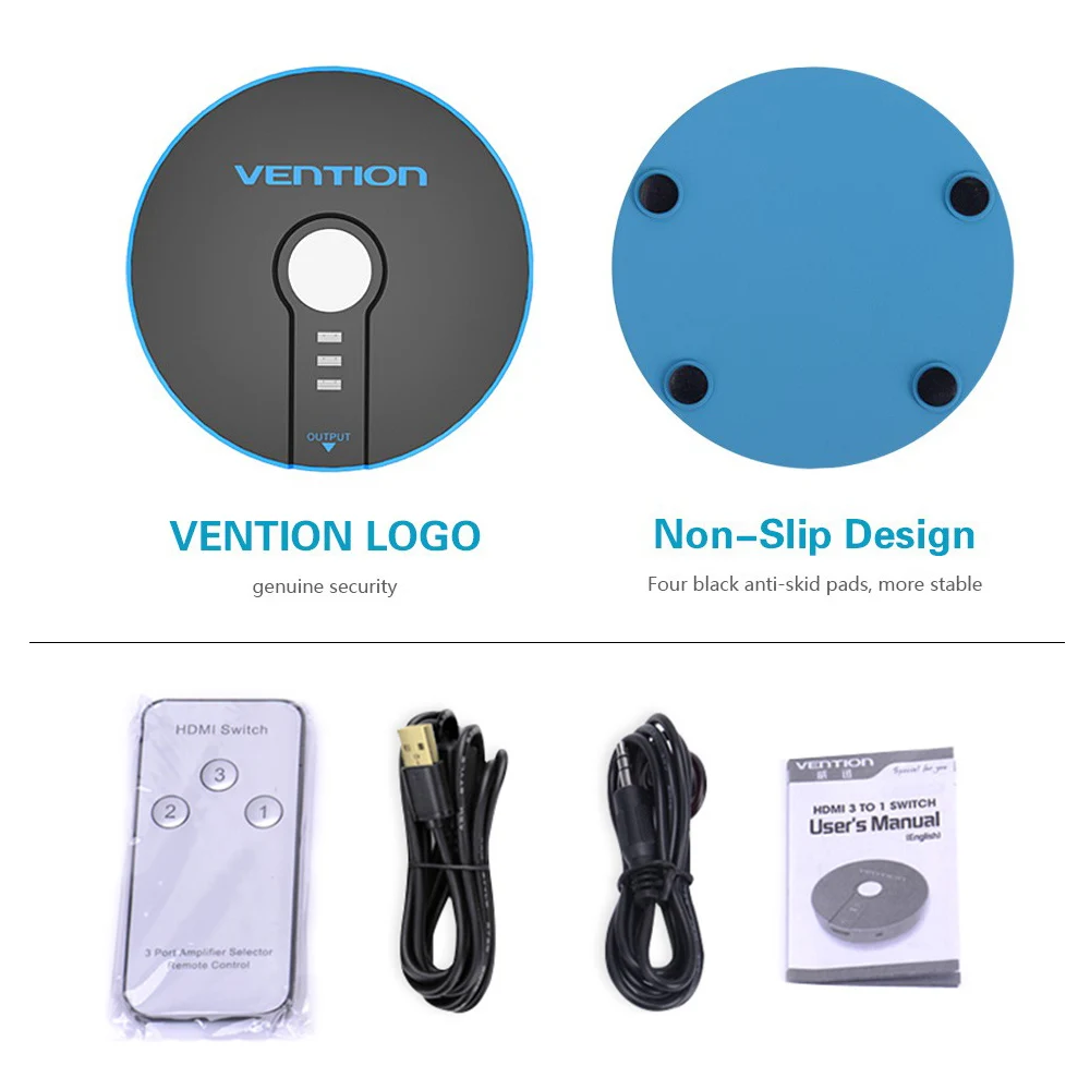 Vention HDMI Разветвитель переключатель 5 вход 1 выход HDMI коммутатор 5X1 3X1 для xbox 360 PS4/3 Smart Android HDTV 4K 5 портов HDMI адаптер