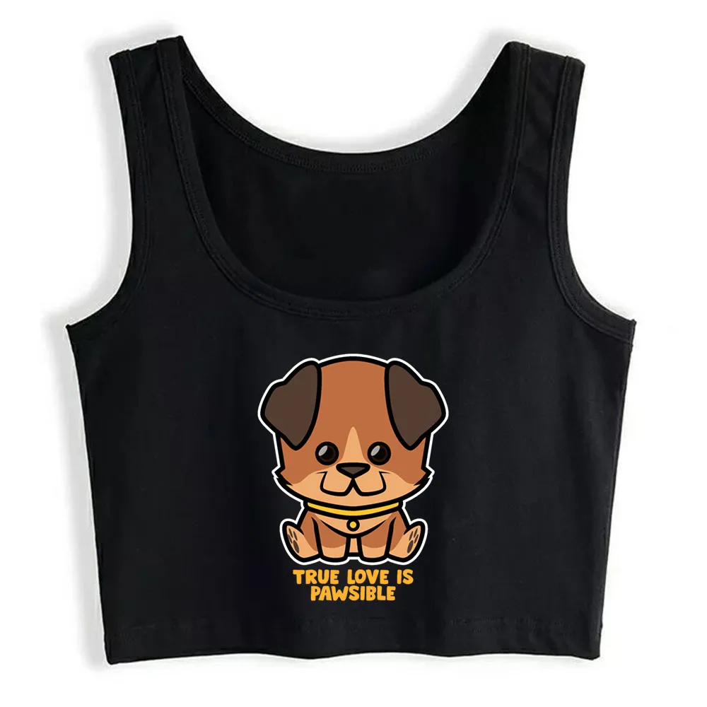 

Crop Top Female Dog Love Pawsible Vogue Vintage Print Yoga Vest Tank Top