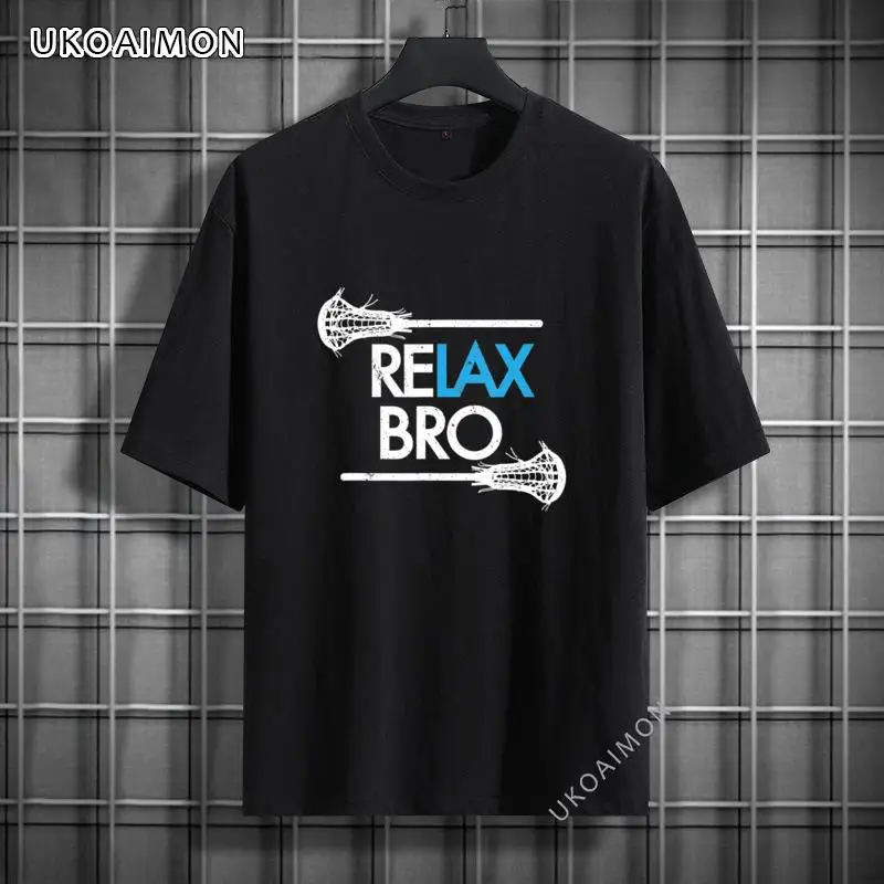 

New Coming Relax Bro Lacrosse Funny Lax Team Lacros O-Neck Fitted TShirts Crew Neck Leisure T-Shirts Cotton Street Tops Tees