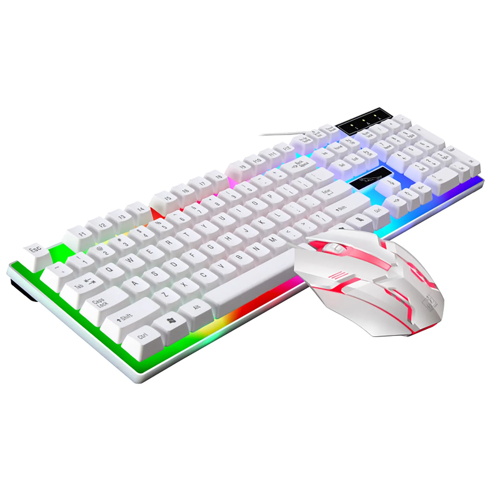 

G21B Colorful LED Illuminated Backlit USB Wired PC Rainbow Gaming Keyboard Mouse Set Adjustable 1600DPI Mouse for Computer