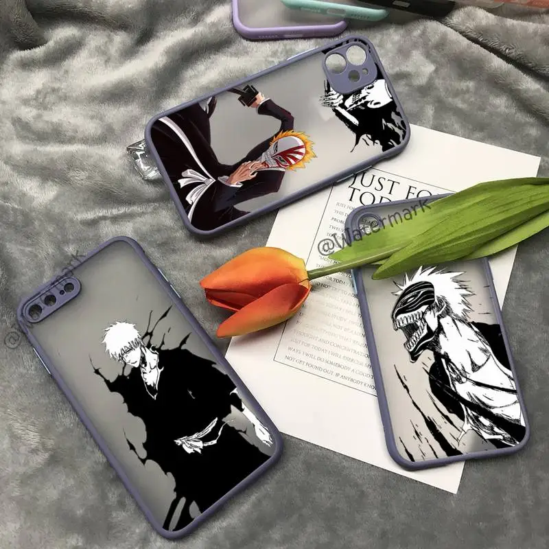 

Kurosaki Ichigo Bleach Anime Phone Case For IPhone 13 12 11 Pro Max Xs Xr X 7 8 Plus Grayish Purple Matte Translucent Coque