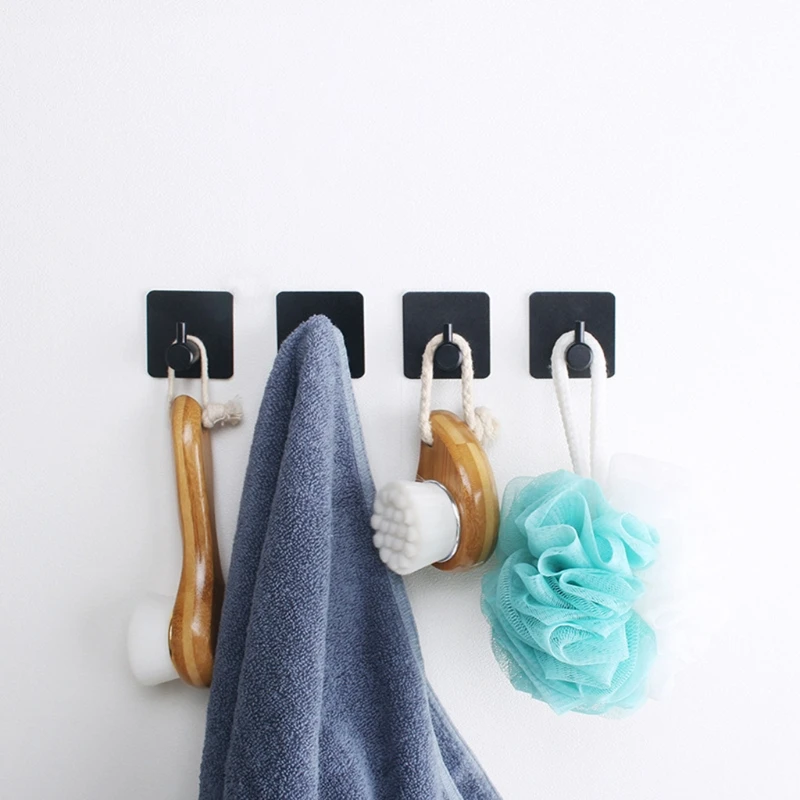 

4 Pcs Aluminum Self Adhesive Hook Wall Door Key Rack Towel Hanger for Kitchen Bathroom