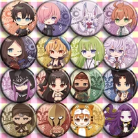 fategrand order action figure ritsuka fujimaru mash kyrielight cath palug romani archaman 16 type anime tinplate badge toys