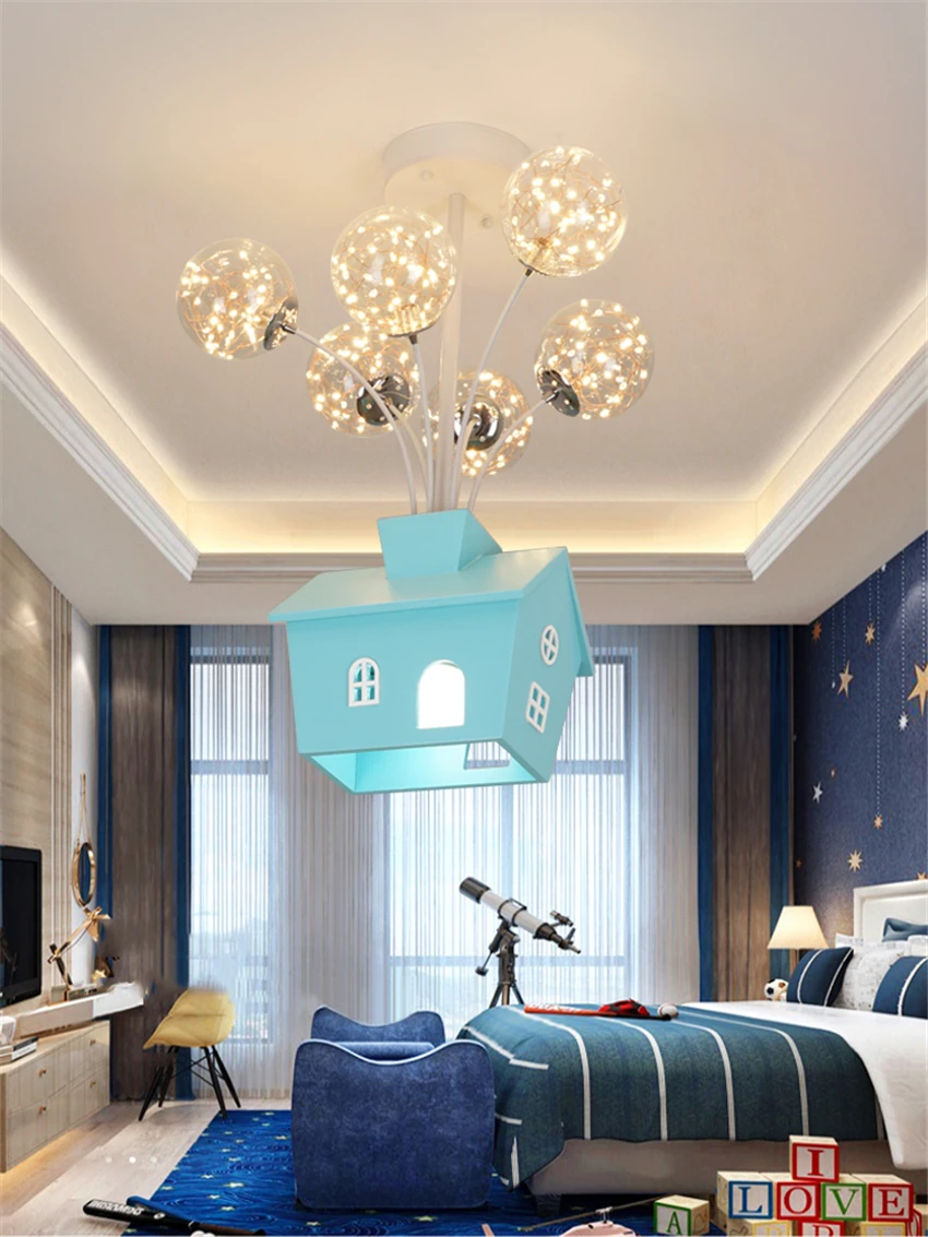 

Скандинавский мультяшный потолочный светильник для дома с воздушными шарами, лампа для детской комнаты, для мальчика, спальни, для розовой ...