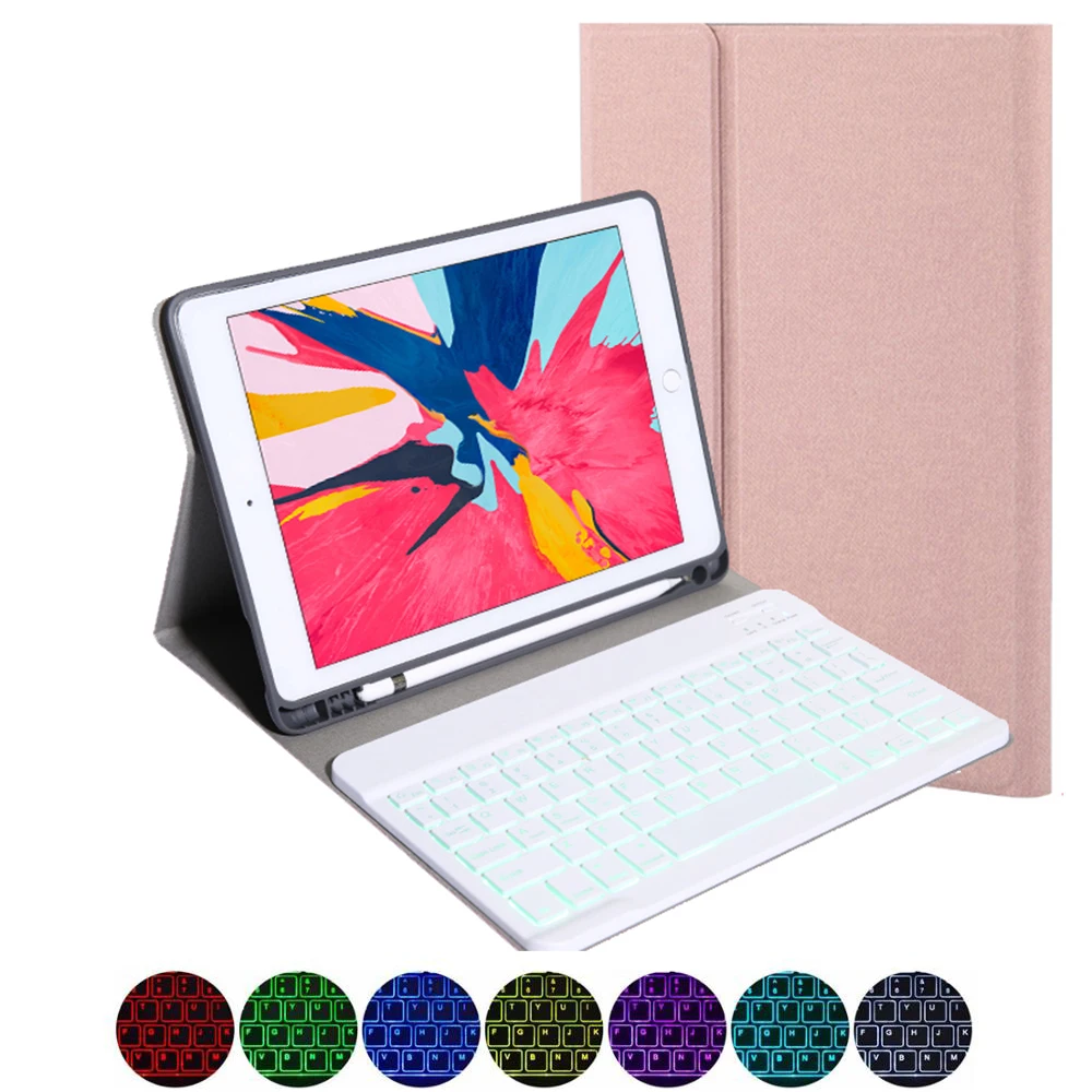 Для ipad 7th 10," американская Bluetooth клавиатура чехол для планшета 7 цветов с подсветкой кожаный чехол держатель ручки