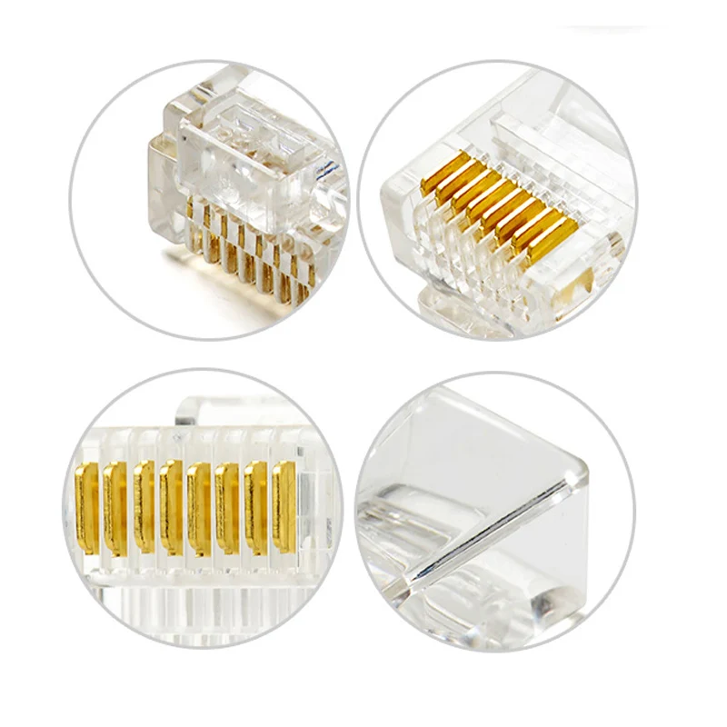 ESCAM 100Pcs High Quality RJ45 crystal Network Gold Plated Head Adapter | Безопасность и защита