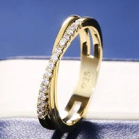 huitan classic simple x shape cross women ring luxury cz stone mix metal color high quality wedding ring daily versatile design
