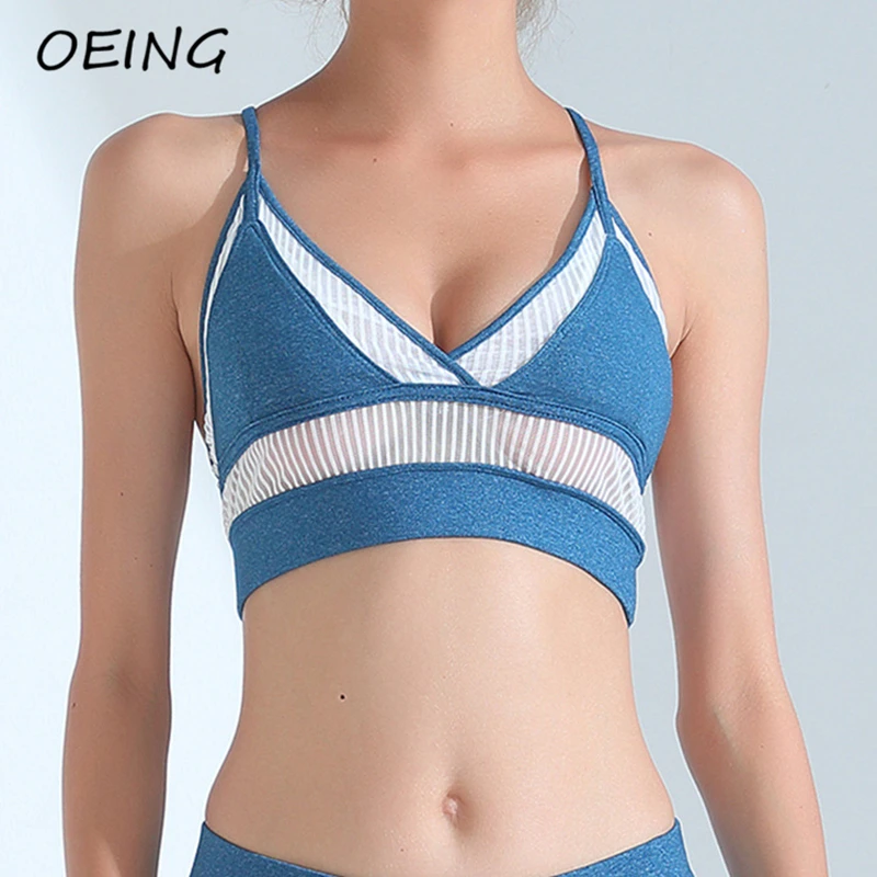 

Summer Fitness Sport Bras Seamless Patchwork Quick Dry Jogging Clothes Mesh Breathable Workout Underwear for Women