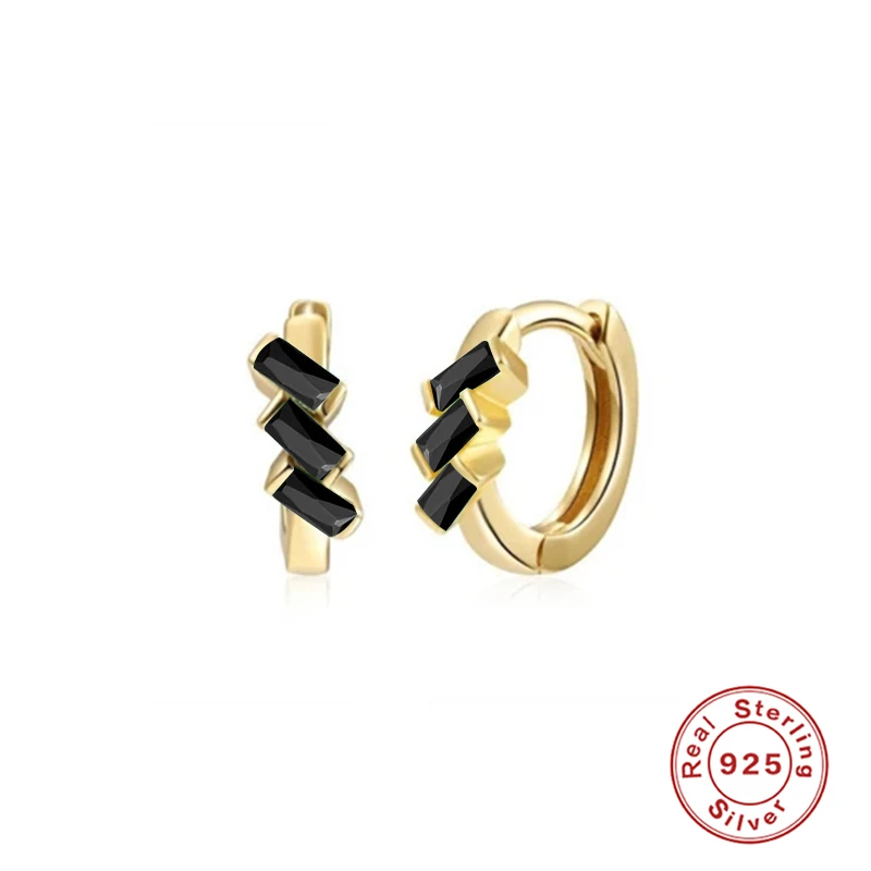

KOJ Glossy Colorful Irregular Square Stone Hoop Earrings for Women 925 Sterling Silver Small Huggie Earrings Pendientes Jewelry