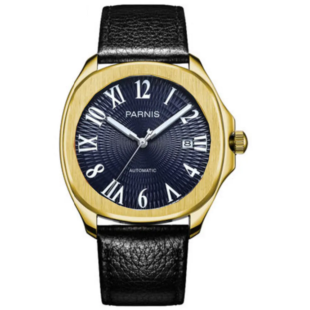 Мужские автоматические часы с синим циферблатом и сапфировым стеклом 40 мм|wristwatch