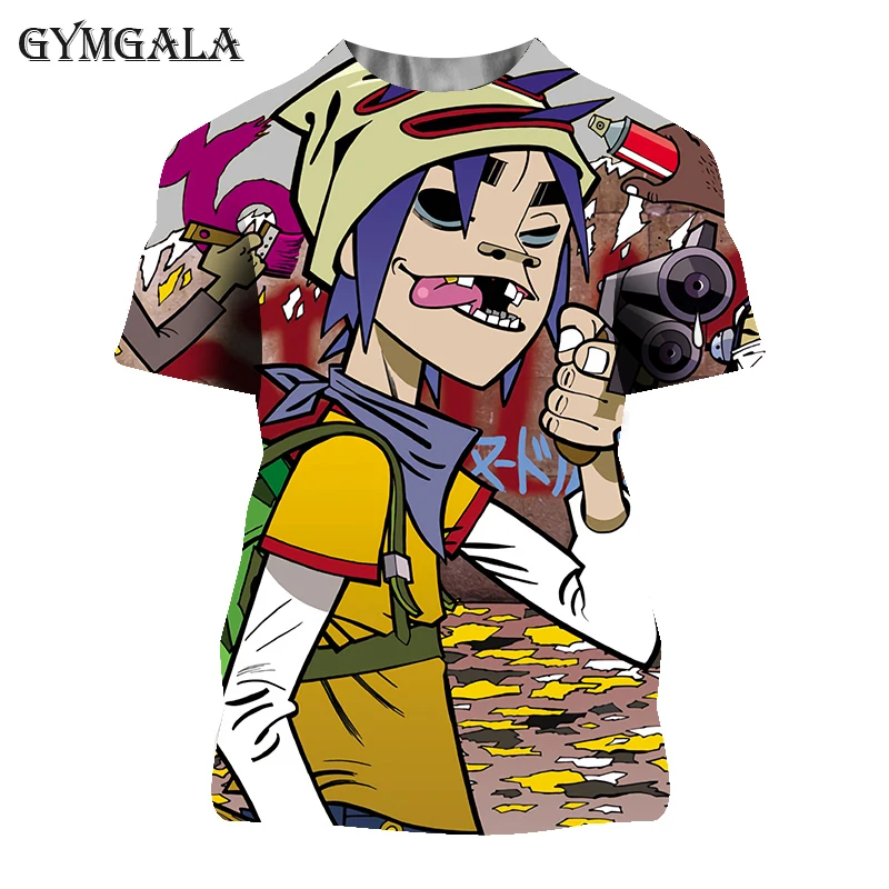 

Music Band Gorillaz T shirt Men 3D Print Cartoon Anime Tshirt Women Casual Summer Short Sleeve Hip hop Funny Streetwear Tee Top
