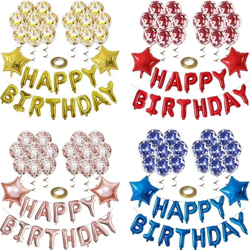 32pcs/set Happy Birthday Balloon Air Letters Alphabe Rose Gold Foil Balloons Kids Toys Birthday Party Helium Air Globos  Baloon