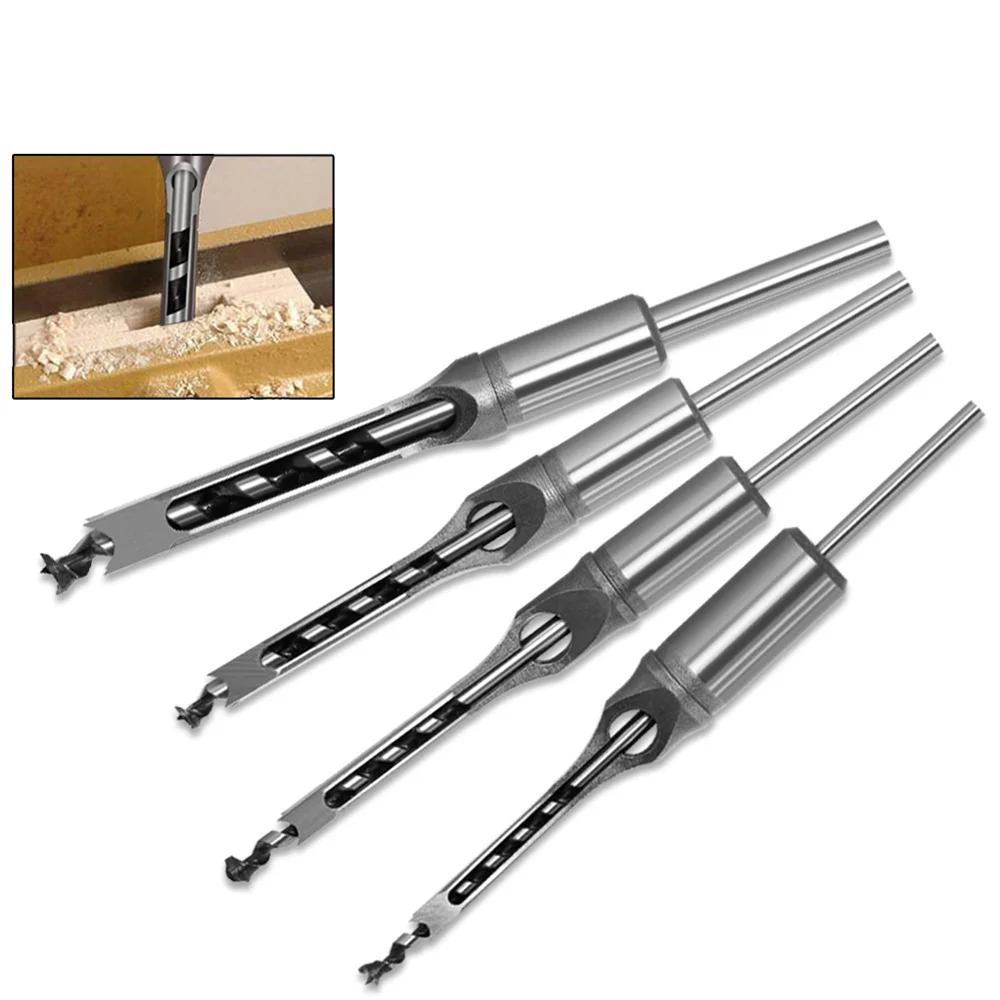 

4/6/7pcs HSS Square Hole Saw Mortise Chisel Sets Wood Drill Bits with Twist Drill Power Tool Accessory