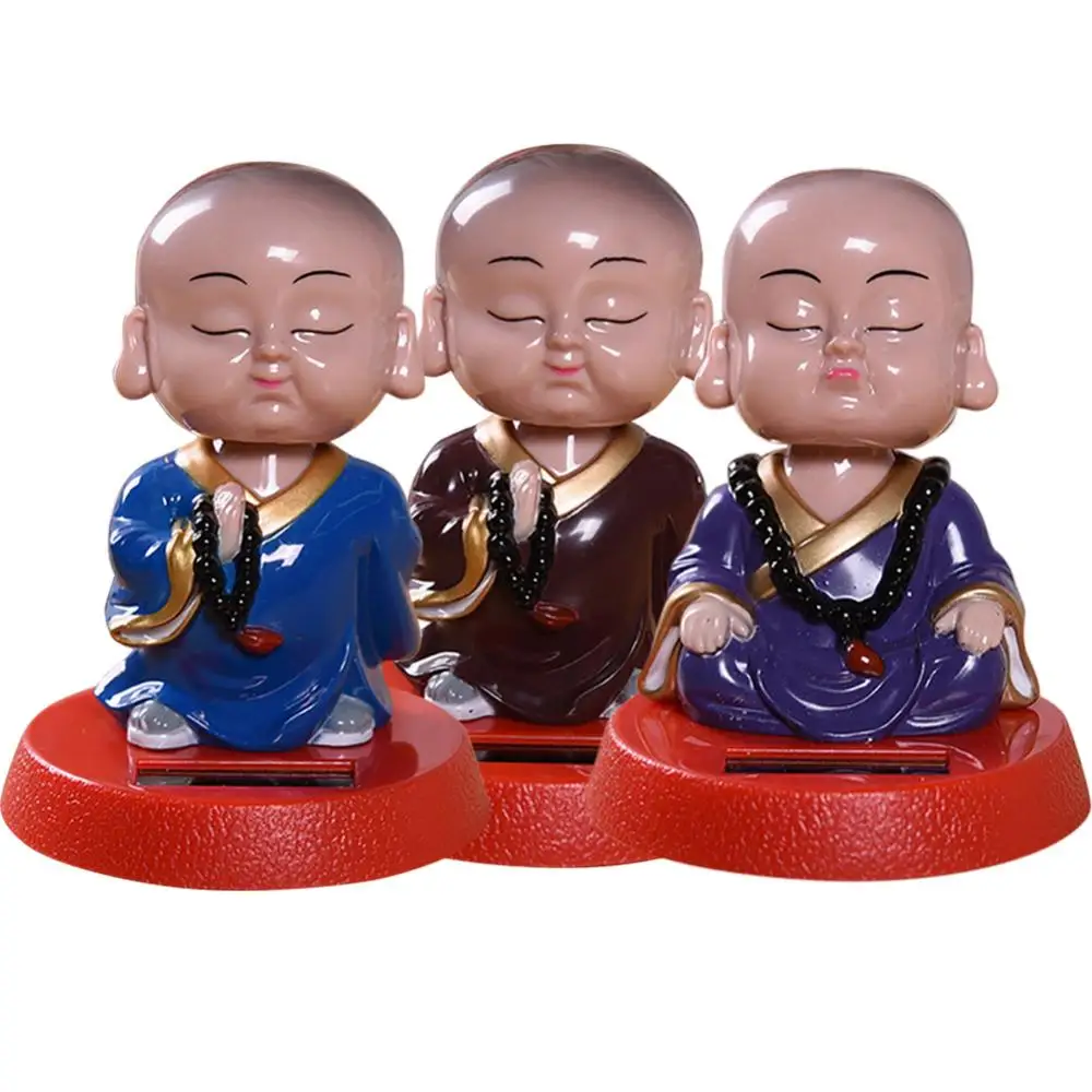 Monk Swing Head Car Interior Solar Power Lovely Cartoon Bobblehead Dolls Dashboard Ornament Home Auto Decor Toys | Автомобили и
