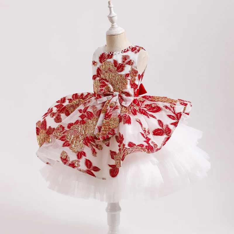 Summer Princess Party Dresses Flower Girls Dress Sequins Bow Royal blue Wedding Pageant Children Clothes Size 3-12 |