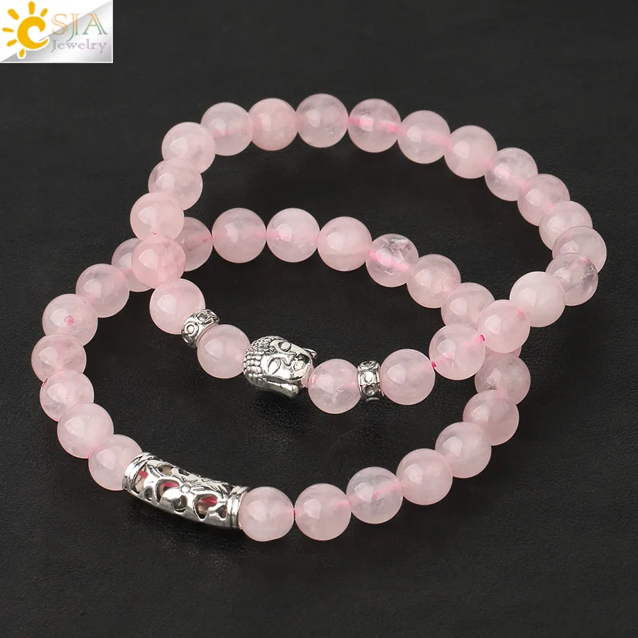 Набор браслетов из натурального камня CSJA 8 мм голова Будды простые эластичные