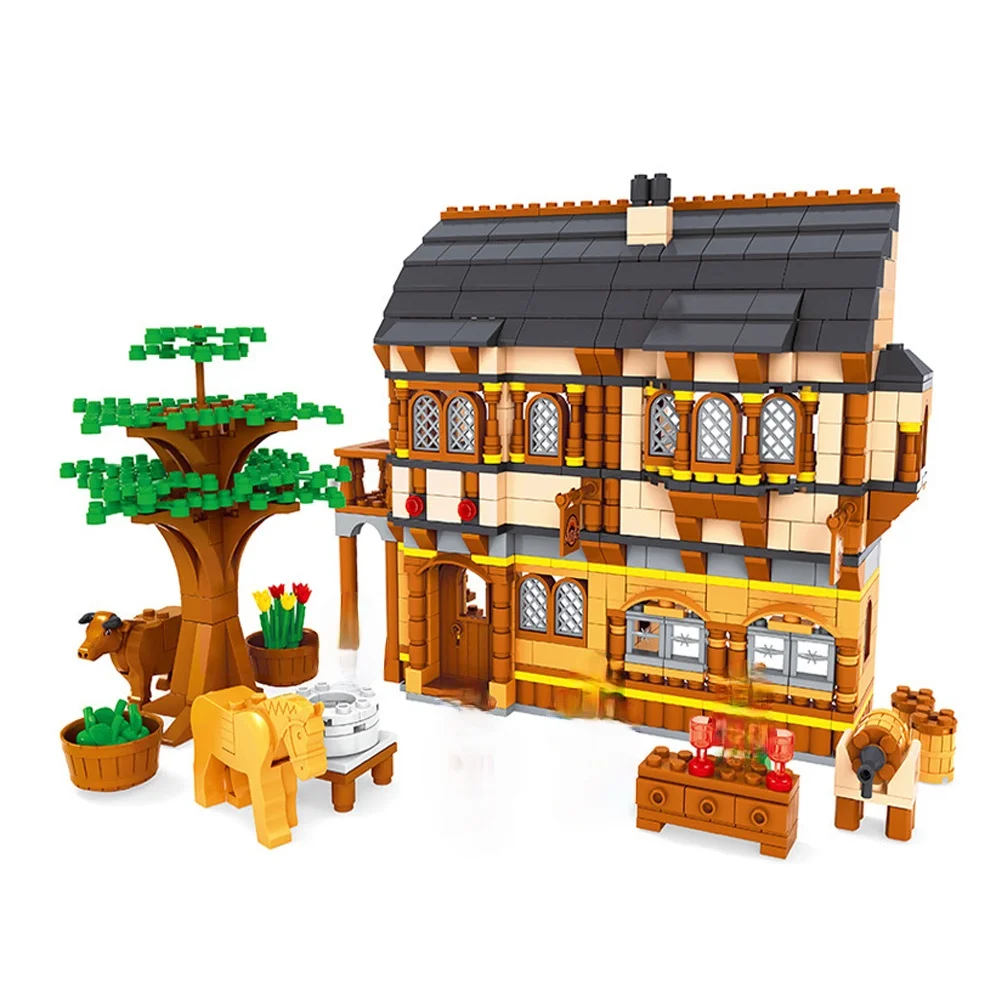 

AUSINI 28002 Medieval Happy Farm Building Blocks Sets 838 Pcs Educational Construction Brick Toys for Children birthday Gifts