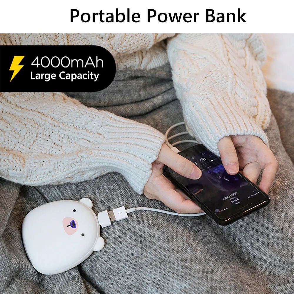 Переносные грелки с зарядкой от USB портативные для рук Polar Bear сумкой хранения зимы