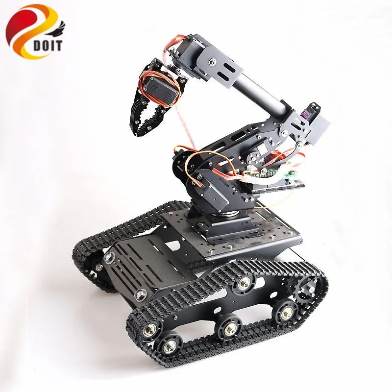 SZDOIT Full Metal 8-axis Mechanical Robot Arm with Gripper + YP100 Tracked Tank Chassis Kit 8DOF Robotic Vehicle DIY for Arduino | Игрушки и