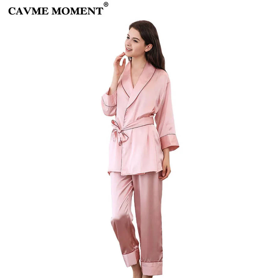 CAVME роскошная шелковая пижама кимоно Rboe набор для женщин элегантные женские