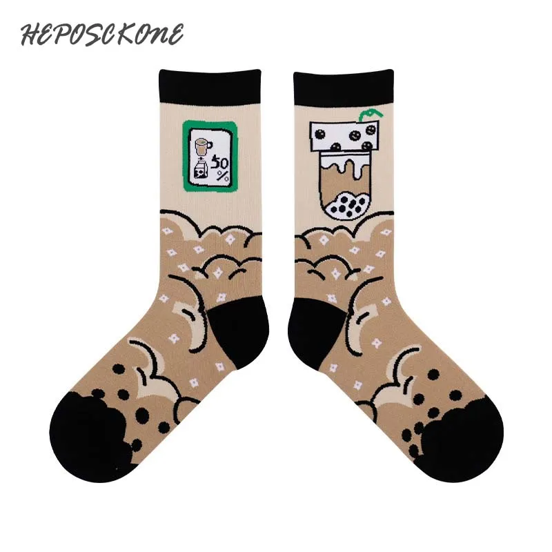 [HEPOSCKONE] японском в духе колледжа Молочный чай носки со смешным рисунком новый