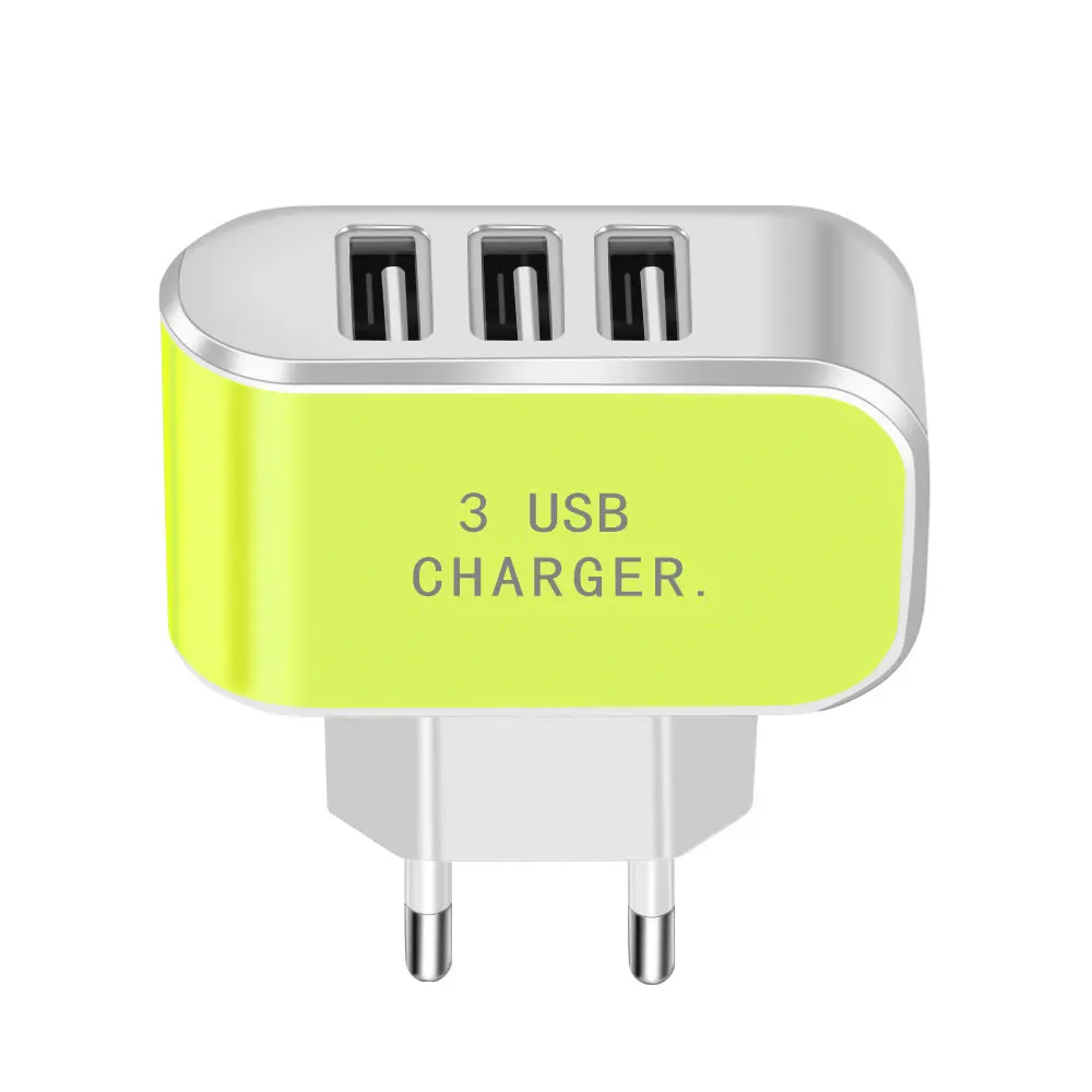 green 3 порты usb-телефон зарядное устройство дорожные настенные usb-зарядные устройства адаптер питания Европейская USB зарядка для iPhone X huawei P20 Xiaomi 6/8 samsung plug - Тип штекера: green