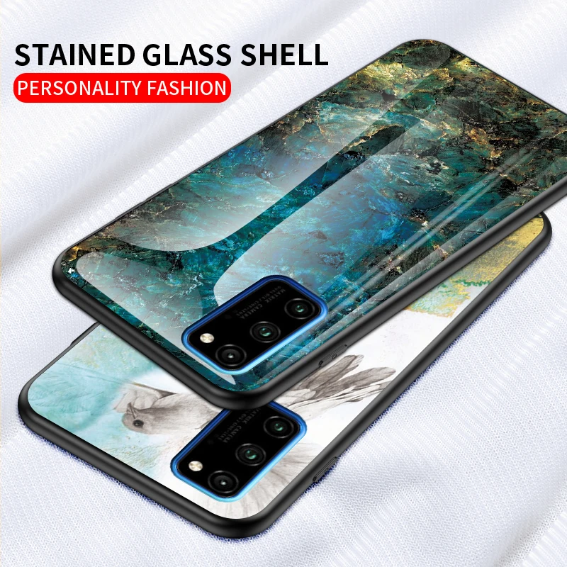 Чехол для huawei V30 Pro роскошное Мраморное стекло мягкая силиконовая рамка Твердый