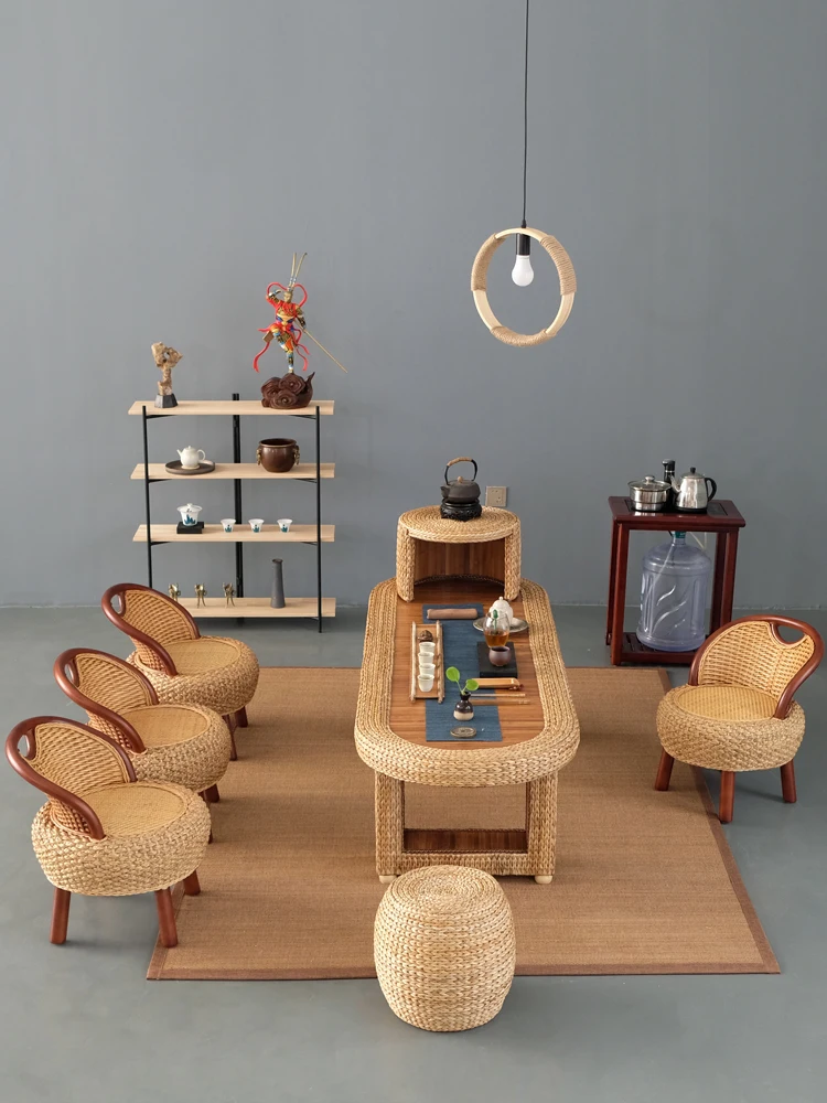 Маленький кофейный столик для балкона чайный и стул в стиле кунг фу простой