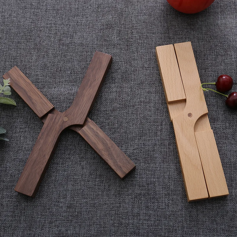 

Wooden Heat Resistant Pad Pot Holder X-shaped Pot Pan Mat Foldable Pan Mat Wood Placemat Kitchen Table Trivet