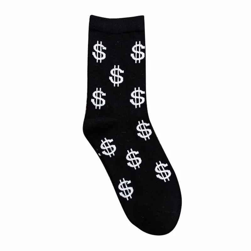 

Fashion Spring Autumn Men Socks Dollar Symbol Printed Comfortable Breathable Absorb Sweat Anti-slip Man Middle Long Sock BMF88