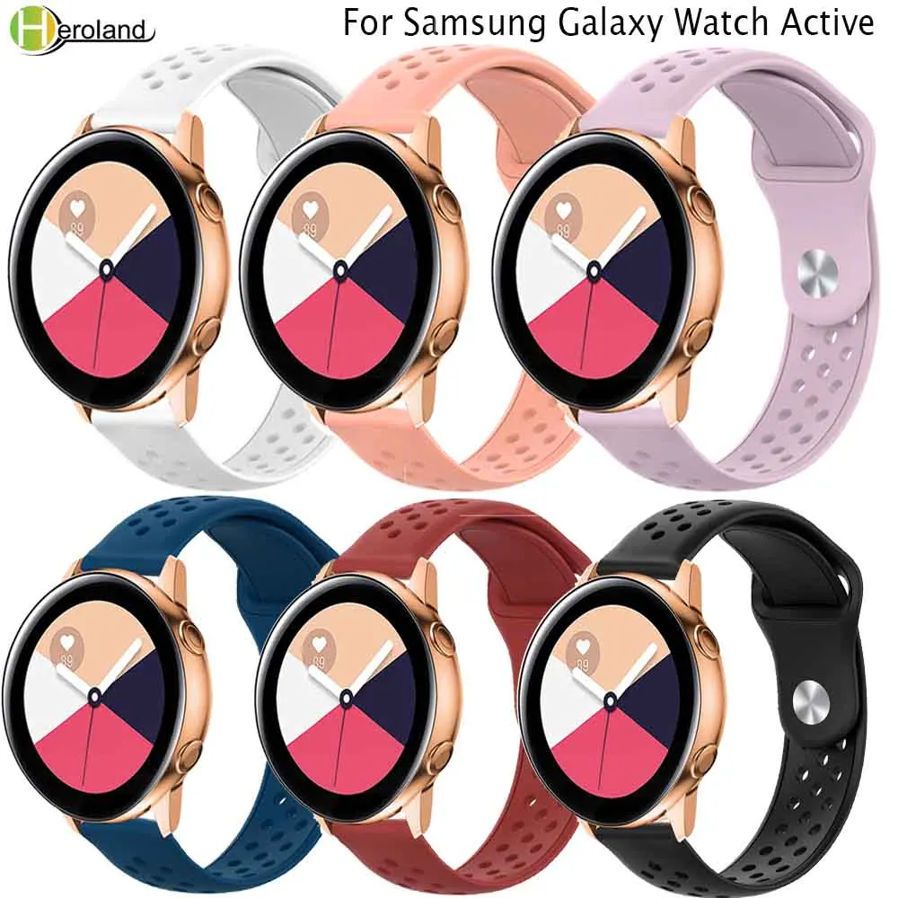 Спортивный силиконовый браслет 20 мм для часов Samsung Galaxy Active band/active2 Garmin Vivoactive 3