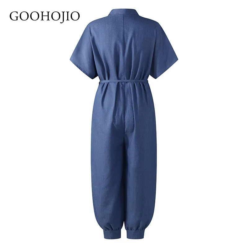 

GOOHOJIO 2021 New Spring Autumn Single-breasted Cowboy Jumpsuits for Ladies Women Casual Jumpsuits Fashionable Jumpsuits Women