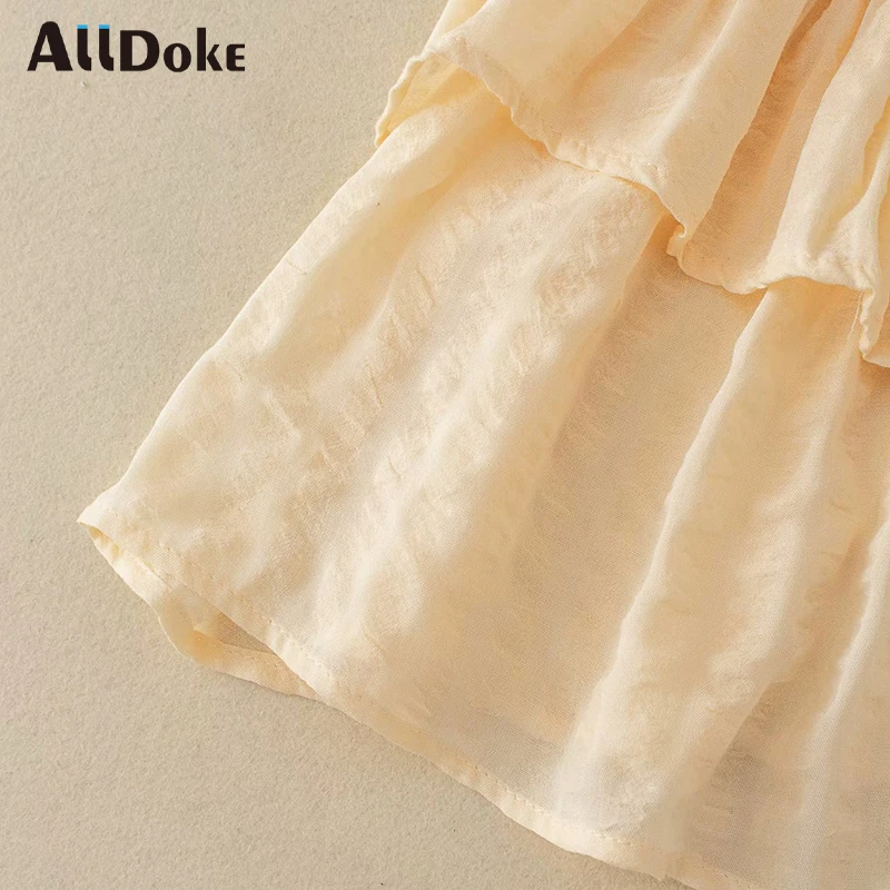 

ALLDOKE elegant ruffles bow blouse women summer streetwear sleeveless tops shirt femme ladies chiffon blouses blusas feminina