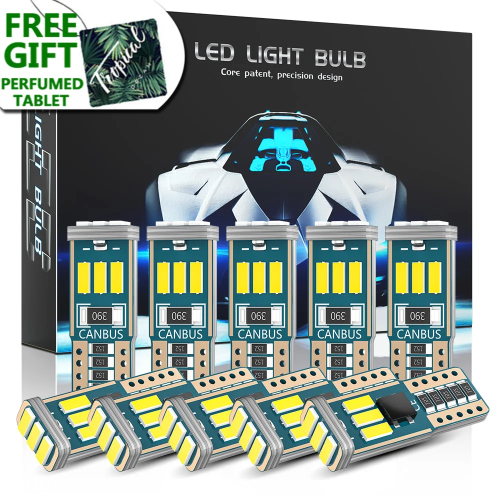 

DXZ 10PCS W5W T10 LED Bulbs Canbus 9-SMD 12V 6000K White 194 168 Car Interior Map Dome Lights Parking Light Auto Signal Lamp