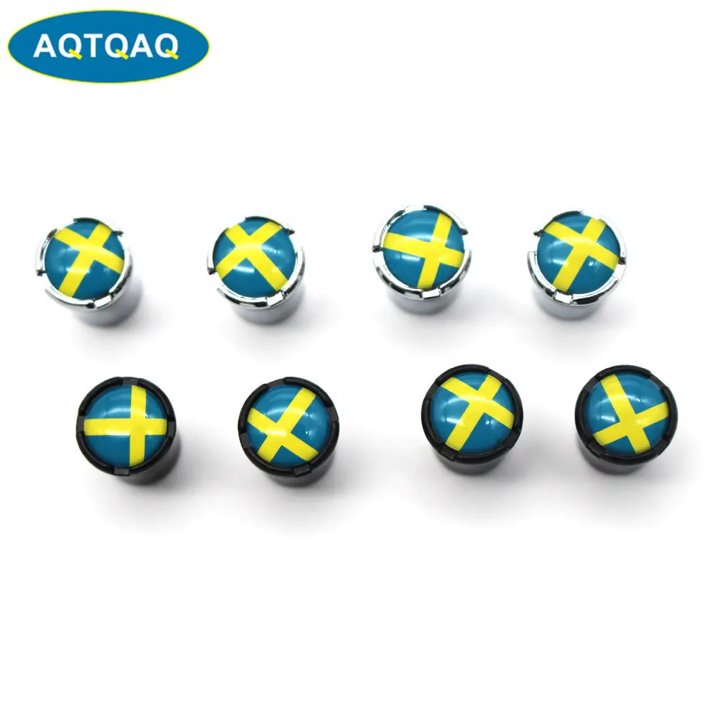 4 Pcs/Set Zinc Alloy Sweden National Flag Tire Valve Stem Cap Wheel Air Caps for Auto Cars|Стержни и колпачки клапана| |