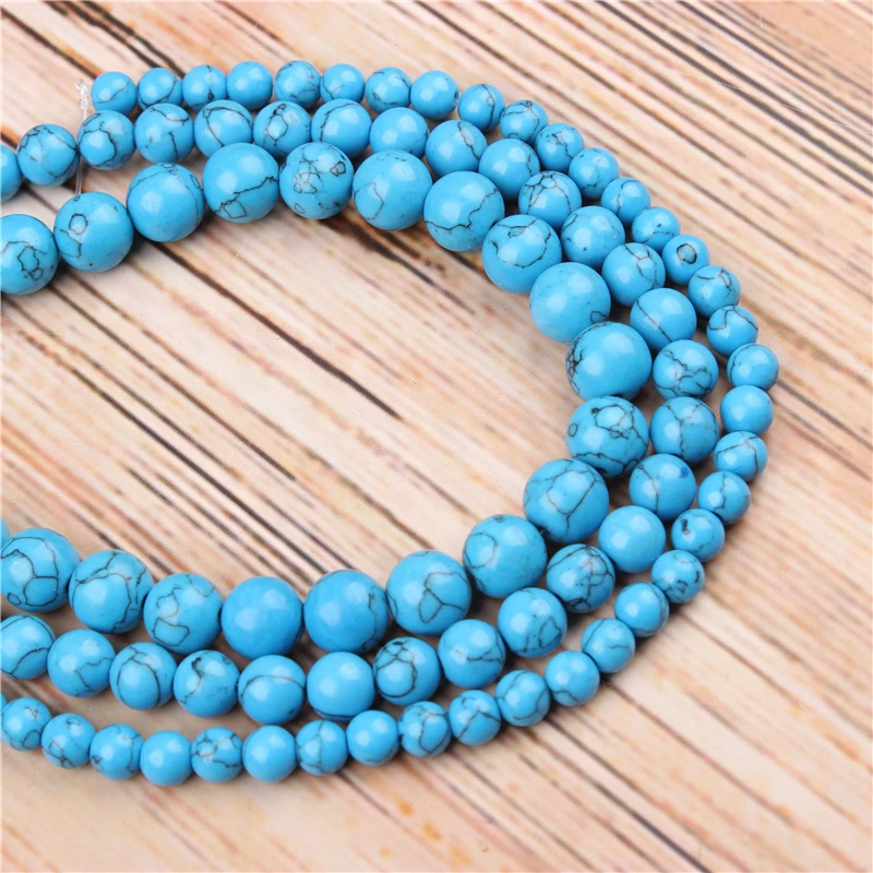 

Wholesale Blue Pine 4/6/8/10/12mm Natural Loose Beads Round Jewelry Bracelet Necklace DIY Production