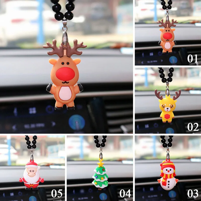 

Christmas Tree Snowman Elk Car Pendant Ornament Santa Claus Hanging Decor Auto Rearview Mirror Car Styling Pendants