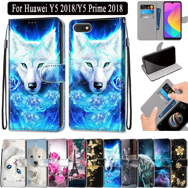 Откидной Чехол бумажник 5 45 &quotдля Huawei Y5 Prime 2018 кожаный чехол для Honor 7s Fundas с