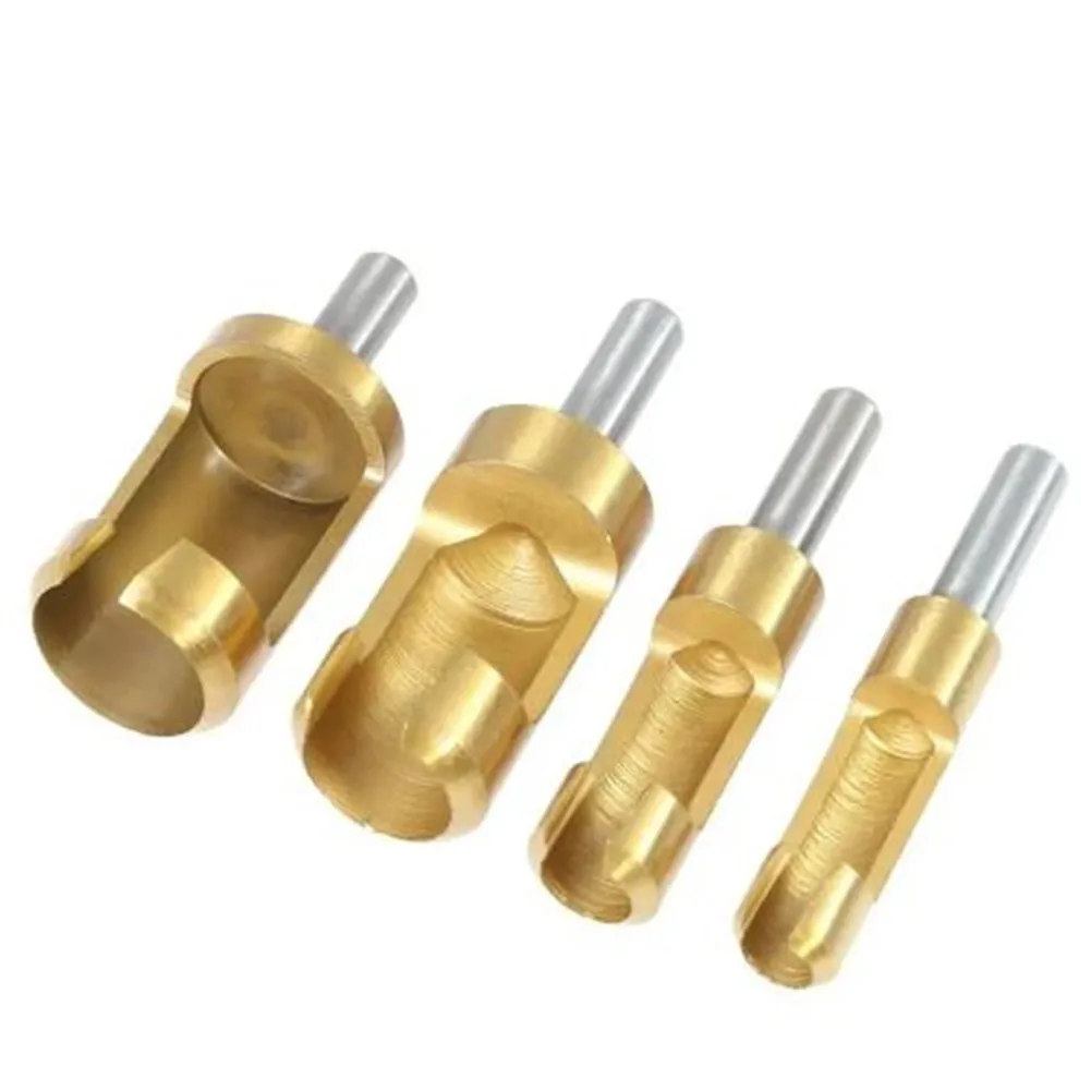 

4Pcs Titanium Coated Shank Barrel Cork Drill Bit Plug Cutter Hole Saw Woodwork Drill Bits Wood Plug Cutter Drills