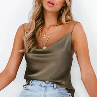 2021 satin camis vest women thin v neck solid tank top female summer sexy strap basic plus size tops chiffon sleeveless camisole
