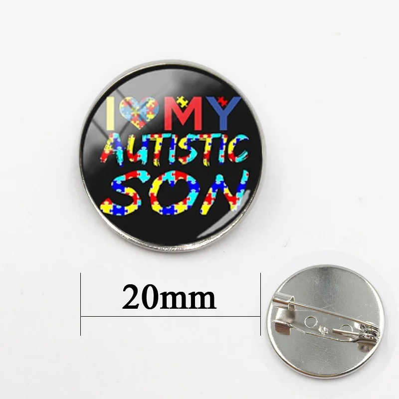 Броши серебряного цвета с изображением людей аутизмом здоровье и любовь|Броши| |