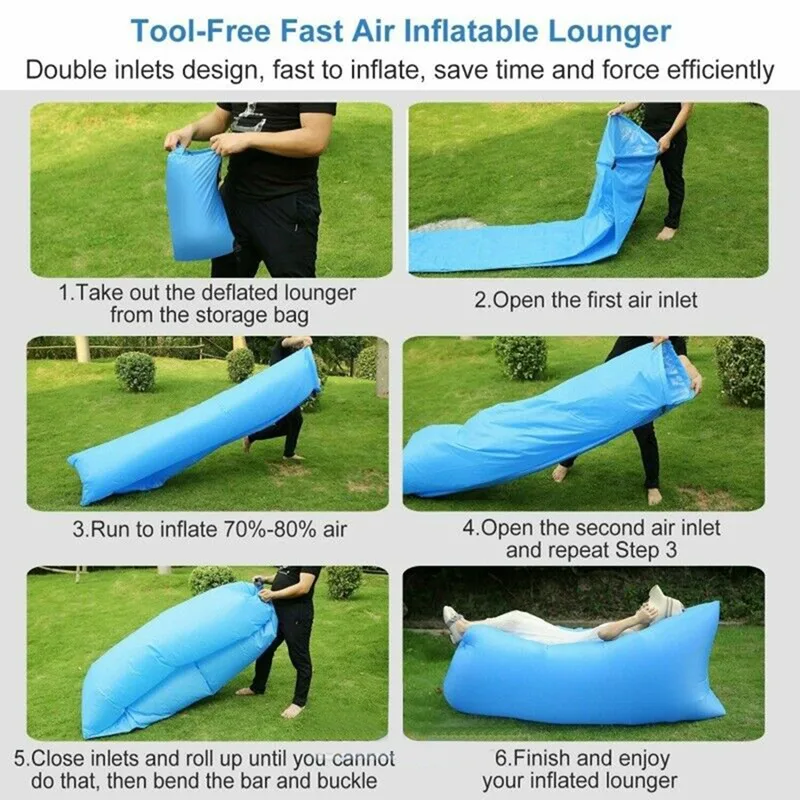 

Ultralight Outdoor Foldable Air Sofa Inflatable Loungers Couch Sleeping Bed for Travelling Camping Hiking Pool Beach Parties