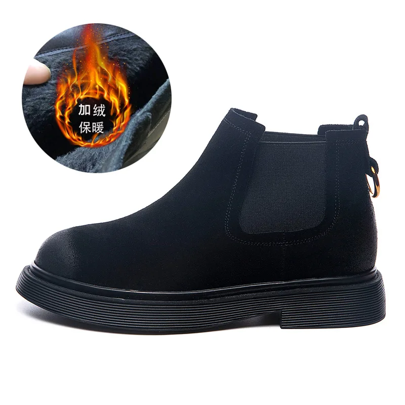 black with fur Осенняя обувь из натуральной кожи; botas mujer; женские ботинки «Челси»; botas mujer; женские ботинки; женские ботильоны с перекрестной шнуровкой - Цвет: black with fur