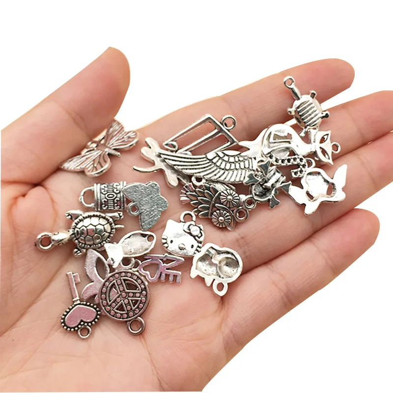 Винтажные Смешанные тибетские серебряные подвески в виде птиц совы Листьев