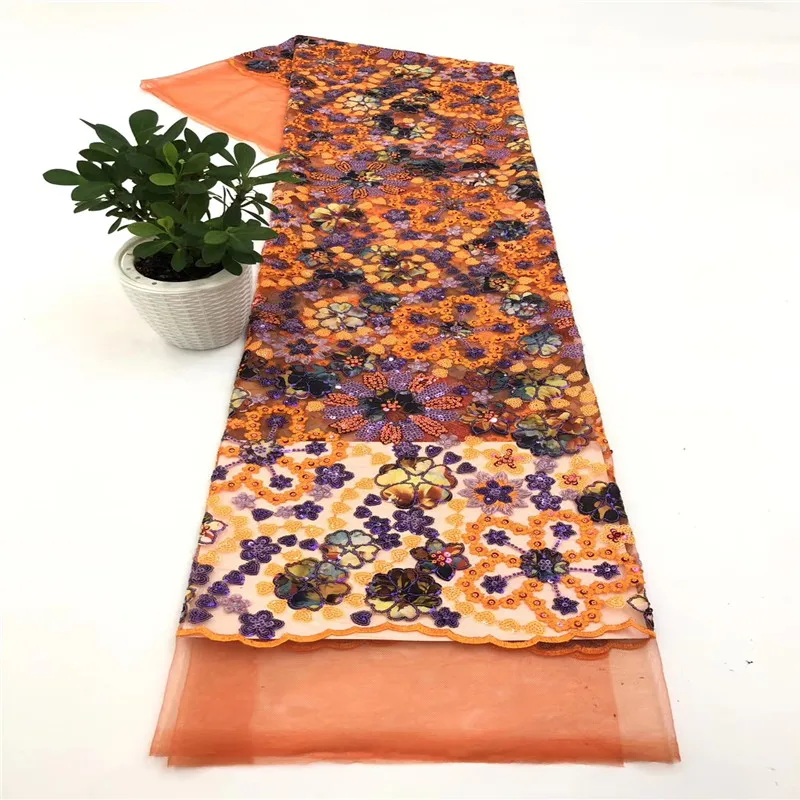 

Latest style African Sequins Lace Fabric 2020 High Quality Lace French Sequence Tulle Lace Nigerian Lace Fabrics dress b66-198
