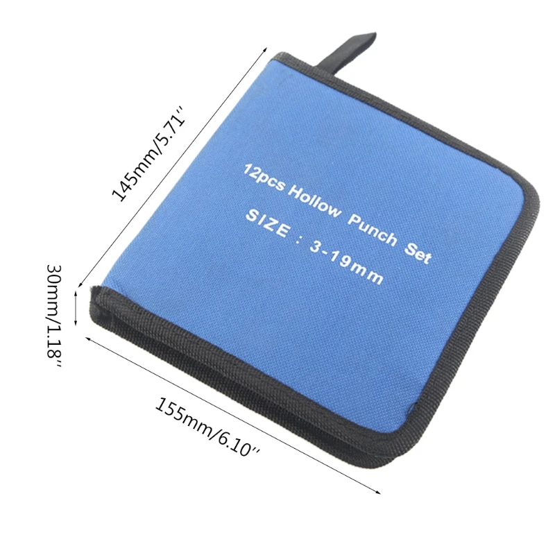 

12 Pcs Multifunction 3-19mm Round Steel Leather Craft Hollow Hole Puncher Tool Cutter Working for Belt Strap Waist Watch