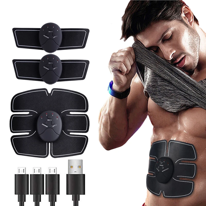 

USB Rechargeable EMS Abdominal Muscle Stimulator Trainer Exerciser Machine Electric Body Shaping Massager Workout Home Fitness
