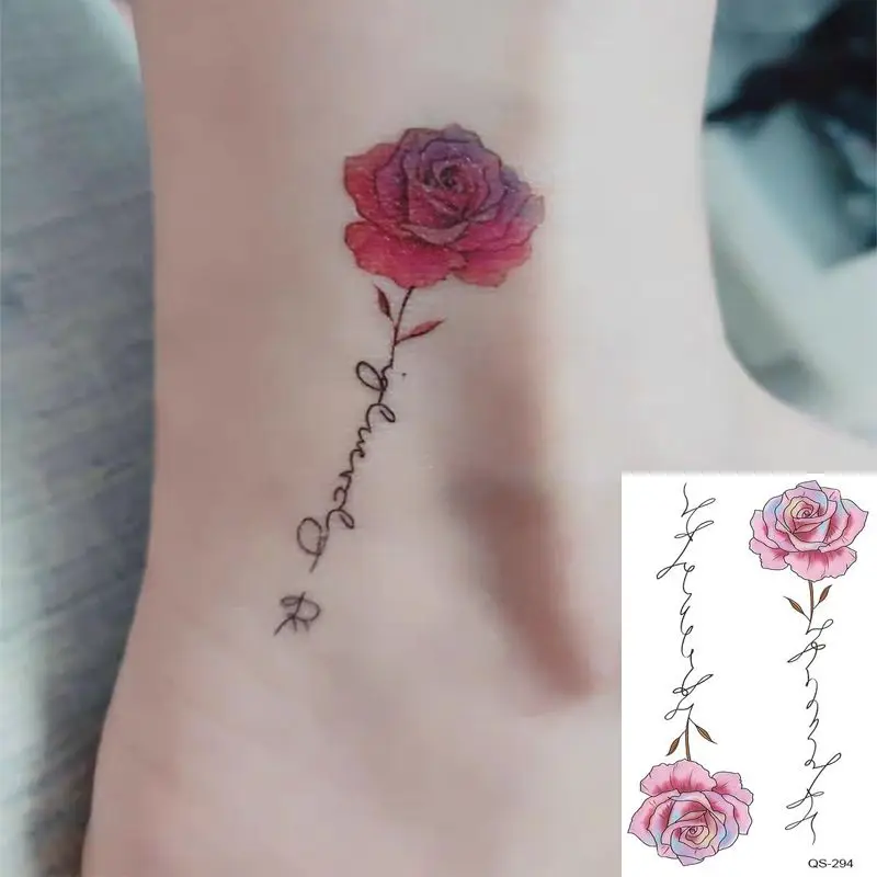 

Waterproof Temporary Tattoo Stickers Rose Flower fake Tattoo Geometric Animal Flash Tattoo Hand Back Foot for Girl Women Men